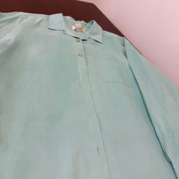 Talbots Linen Button Down Shirt Size 14 Used - Picture 7 of 14